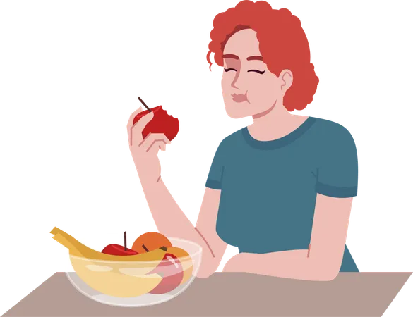 Garota desfrutando de frutas frescas  Ilustração