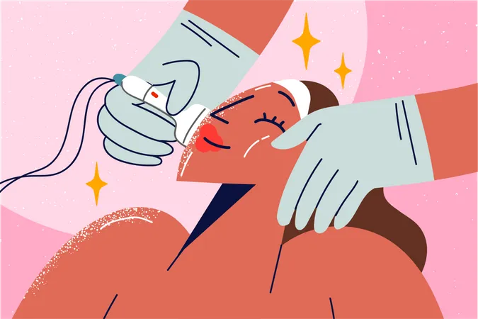 Menina desfrutando de massagem facial  Ilustração