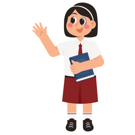 Menina do ensino fundamental  Ilustração