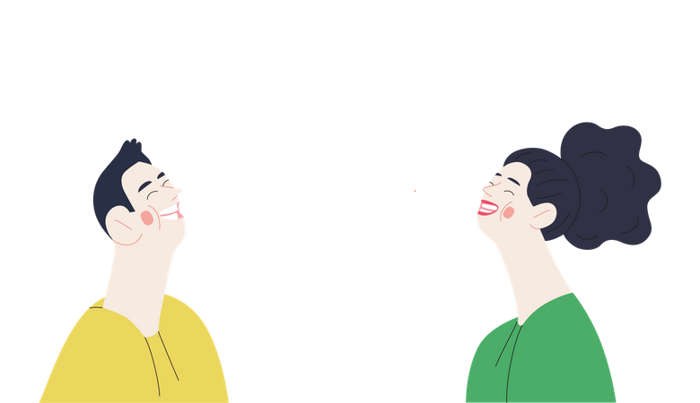 Menina e menino tendo uma conversa engraçada  Ilustração