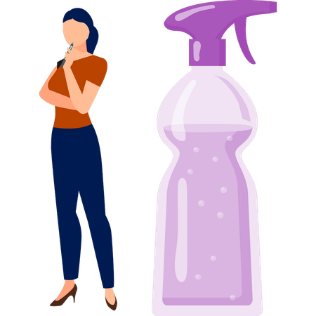 Garota em pé com spray aerossol  Ilustração