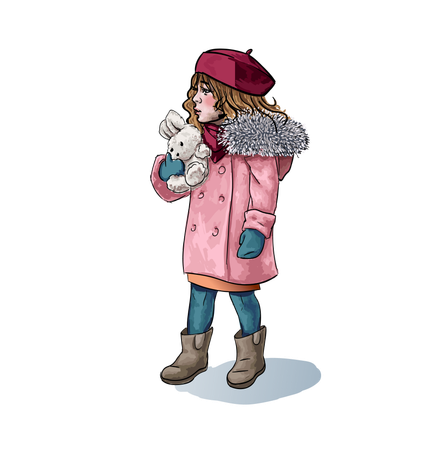 Menina com roupa de inverno  Ilustração