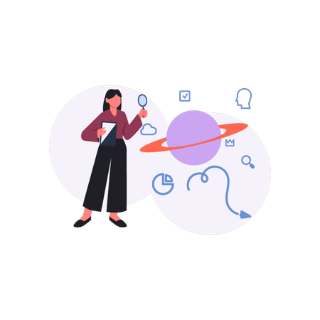 Menina encontrando ideias de educação  Ilustração