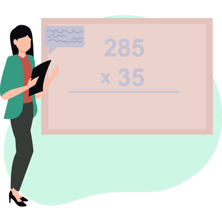 Menina ensinando matemática  Ilustração