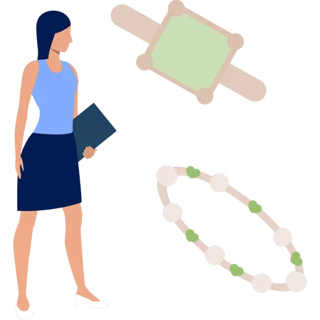 A menina está procurando joias  Ilustração