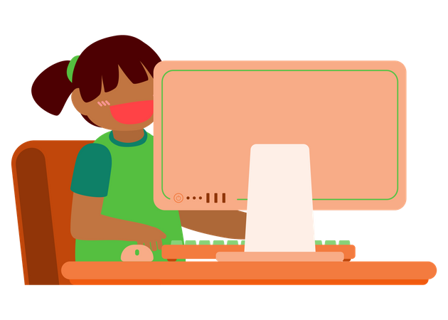 Menina estudando on-line  Ilustração