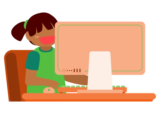 Menina estudando on-line  Ilustração