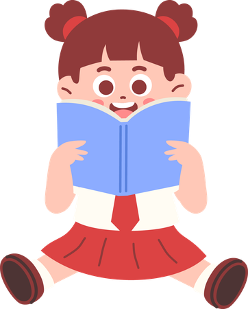 Aluna lendo livro  Ilustração