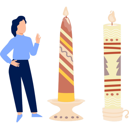 Menina falando sobre luz de vela vermelha  Illustration