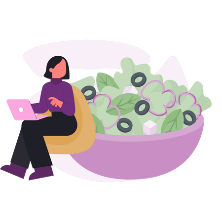 Menina falando sobre os benefícios dos vegetais  Illustration