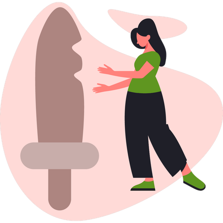 Menina falando sobre pastagens  Ilustração