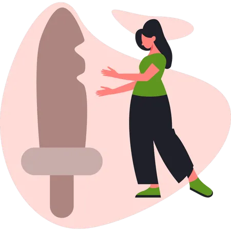 Menina falando sobre pastagens  Ilustração