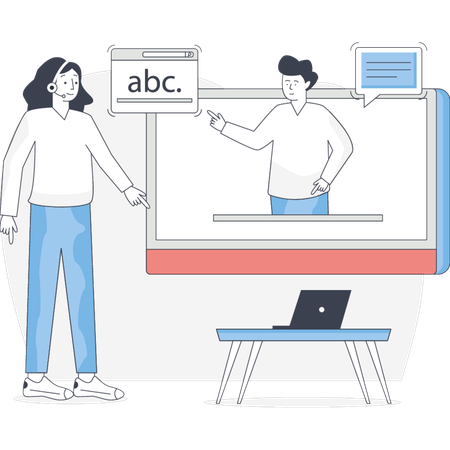 Garota fazendo aula on-line  Ilustração