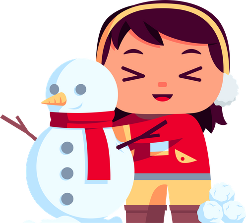 Menina fazendo boneco de neve  Illustration