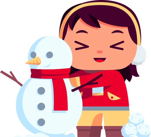 Menina fazendo boneco de neve  Illustration