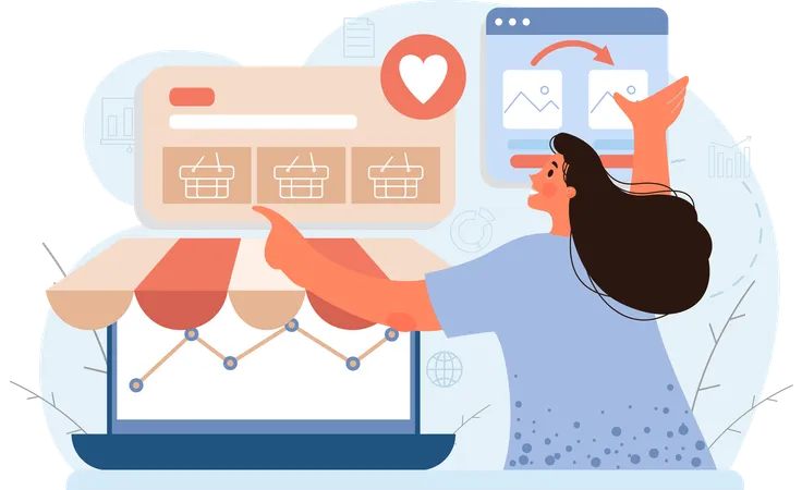 Garota fazendo compras on-line  Illustration