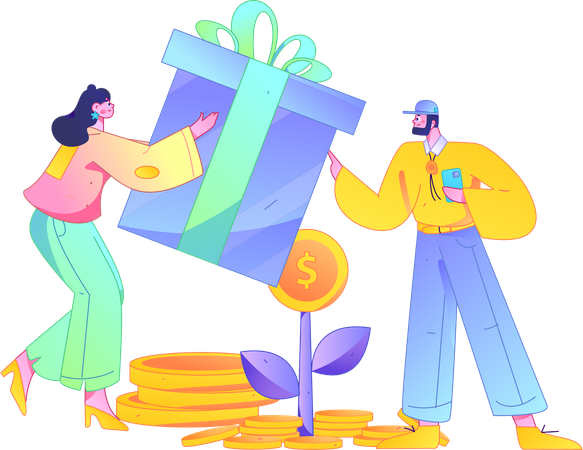 Garota fazendo compras on-line  Illustration