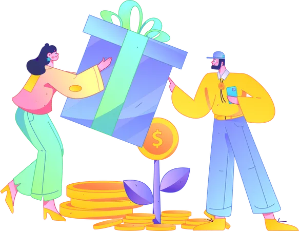 Garota fazendo compras on-line  Illustration