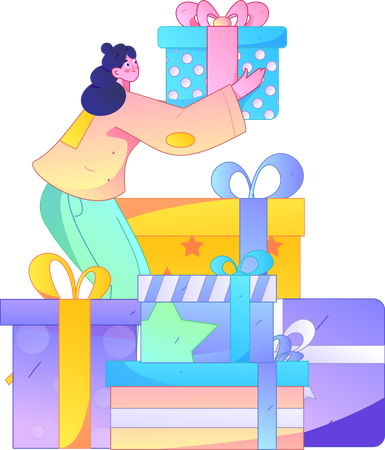 Garota fazendo promoção de compras  Ilustração