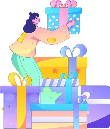 Garota fazendo promoção de compras  Ilustração