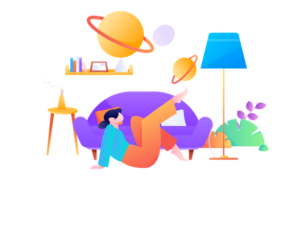 Menina fazendo exercício em casa  Ilustração