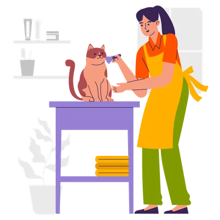 Menina fazendo maquiagem de gato  Ilustração