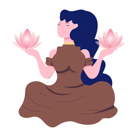 Garota fazendo meditação  Ilustração