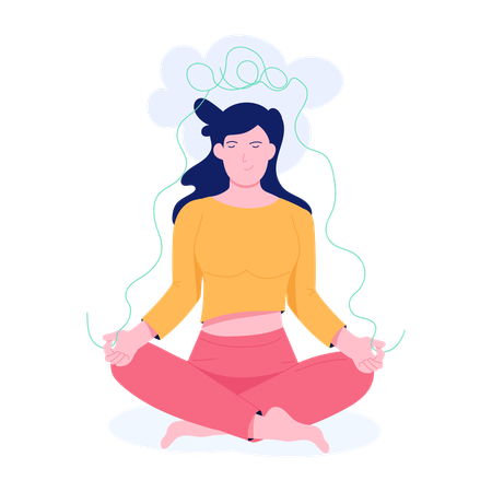 Garota fazendo meditação  Ilustração