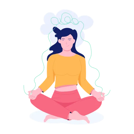 Garota fazendo meditação  Ilustração