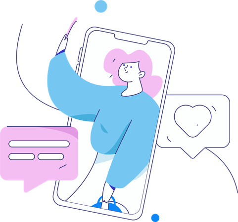 Menina fazendo postagem online  Ilustração