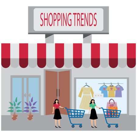 Menina fazendo tendências de compras e comportamento do consumidor  Ilustração