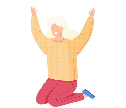 Menina feliz e animada com o sucesso  Ilustração