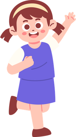 Menina feliz levantando a mão  Ilustração