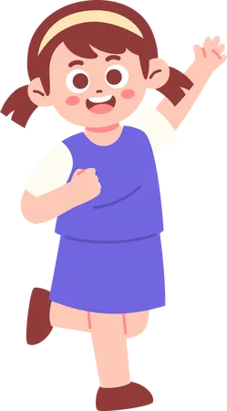 Menina feliz levantando a mão  Ilustração