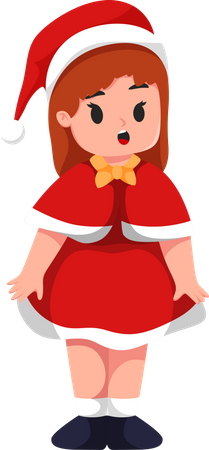 Menina bonitinha vestindo fantasia de Natal  Ilustração