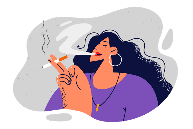 Garota fumando  Ilustração