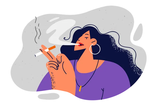 Garota fumando  Ilustração