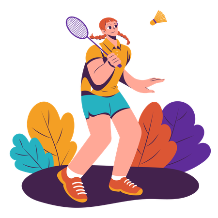 Menina jogando badminton  Ilustração