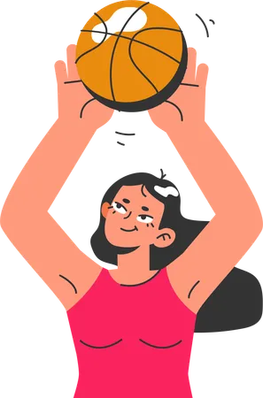 Menina jogando basquete  Ilustração