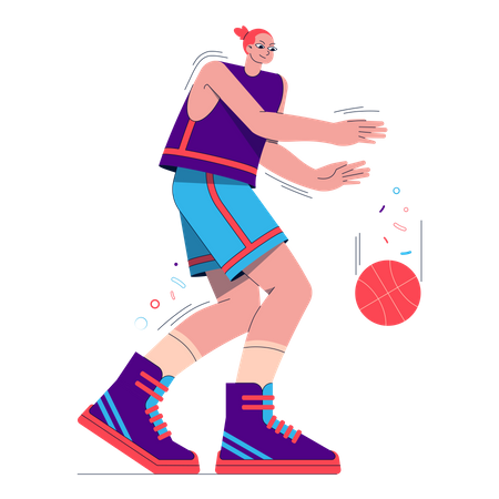 Menina jogando basquete  Ilustração