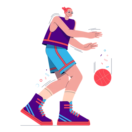 Menina jogando basquete  Ilustração