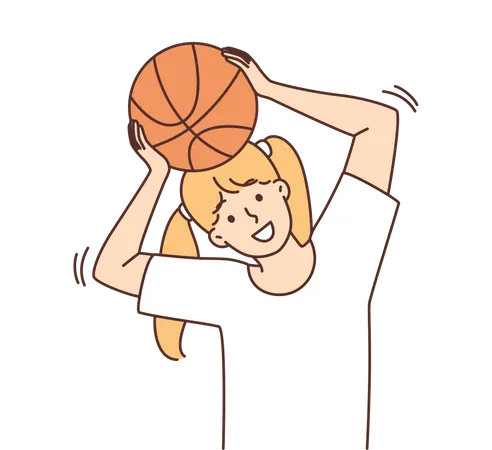 Menina jogando basquete  Ilustração