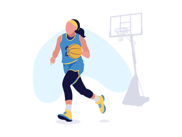 Menina jogando basquete  Ilustração