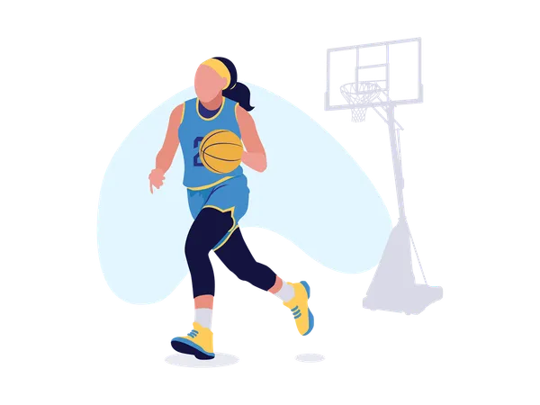 Menina jogando basquete  Ilustração