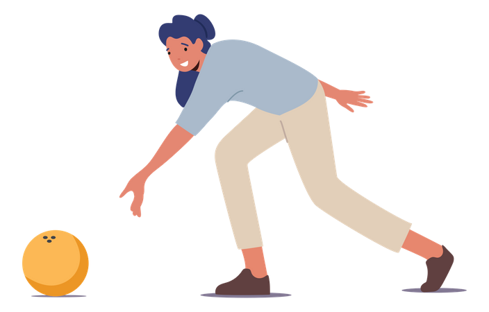 Menina jogando bola de boliche  Ilustração