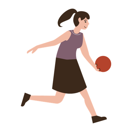 Menina jogando bola de boliche  Ilustração