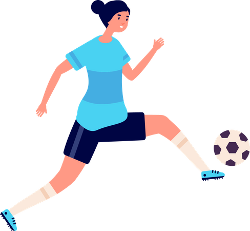 Menina jogando futebol  Ilustração