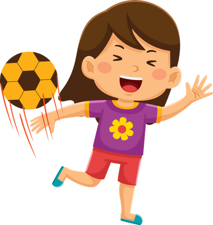 Menina jogando futebol  Ilustração