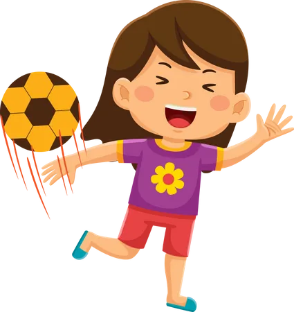 Menina jogando futebol  Ilustração