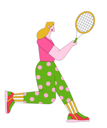 Menina jogando tênis  Ilustração